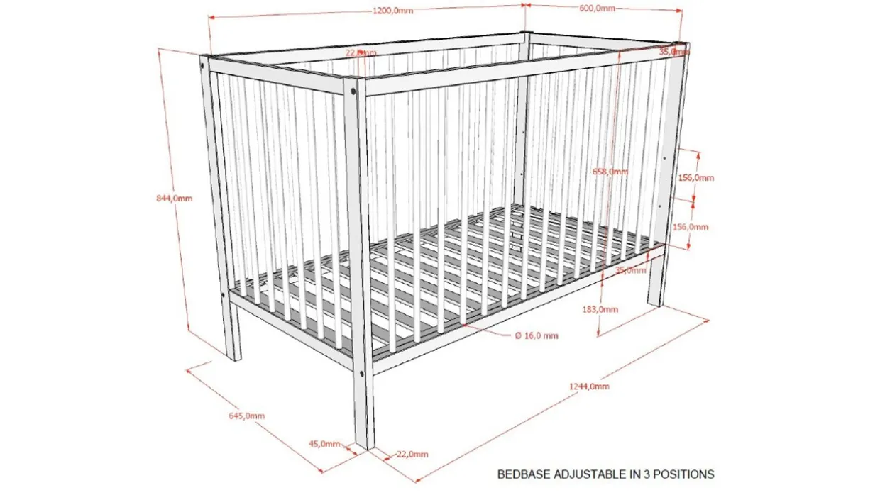 Babyledikant Dino 60x120
