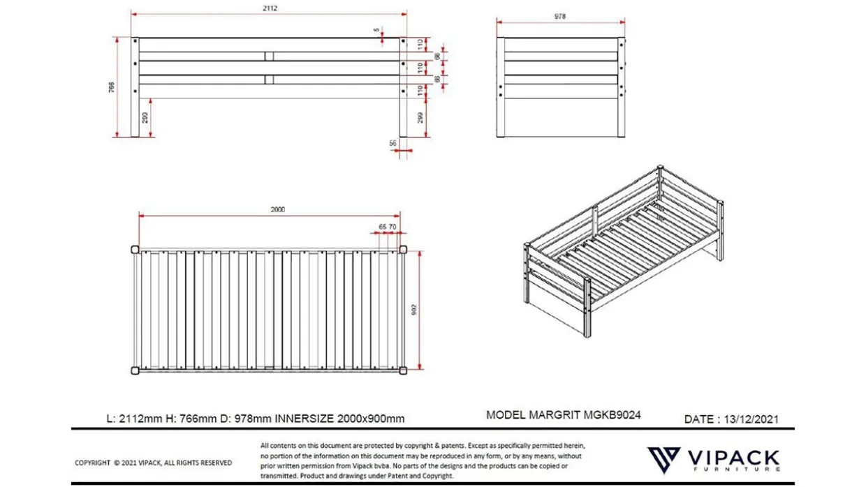 Bed Margrit 90