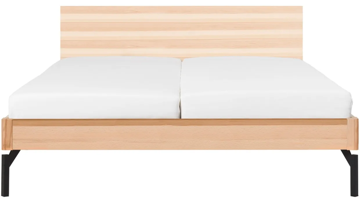Bed Sky met hoofdbord hout en poten metaal