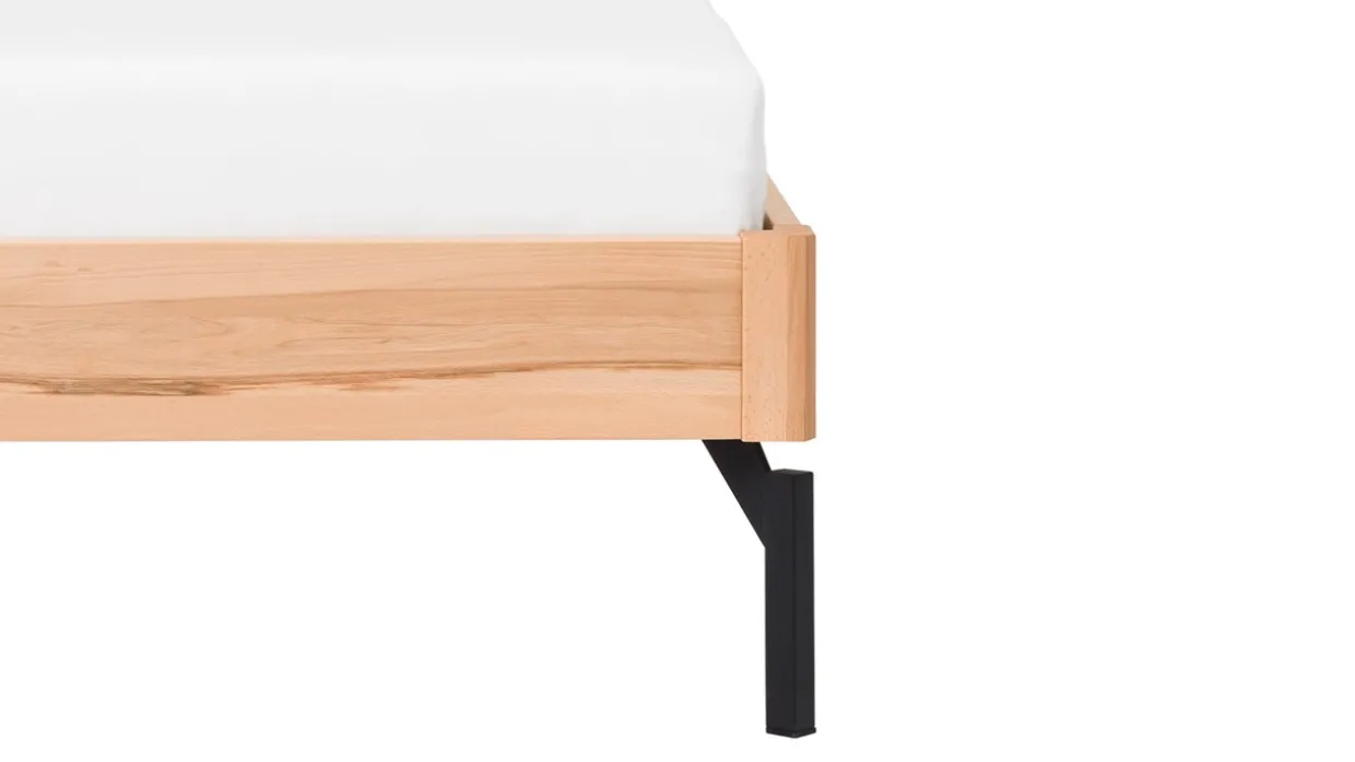 Bed Sky met hoofdbord hout en poten metaal