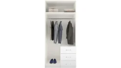 Draaideurkast Compact met laden en hout- en spiegeldeuren