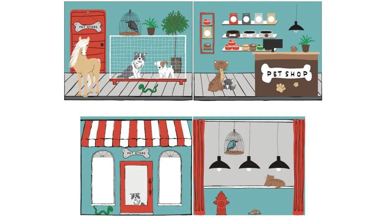 Gordijnen Pet shop Pino/Scott