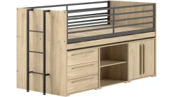 Halfhoogslaper Sam met boekenkast, commode 2 deuren en commode 3 laden