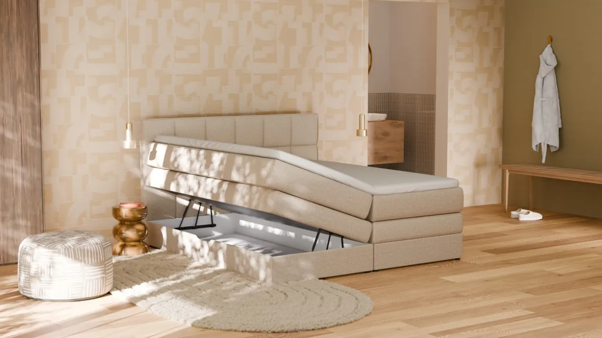 Opbergboxspring Jade - Linen touch