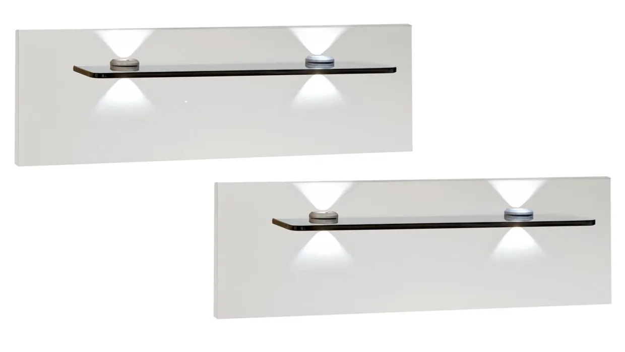 Set nachtkast panelen met glas en verlichting Bienne